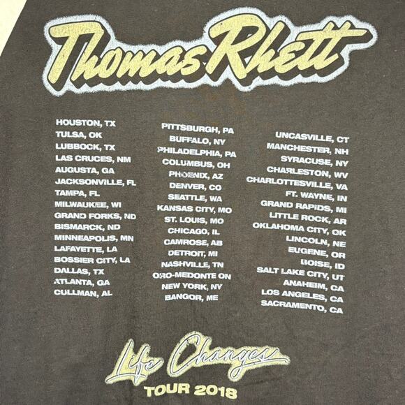 Thomas Rhett Merch 2018 Life Changes Tour Baseball Tee Womens Mens Unisex Sz M - Picture 3 of 5